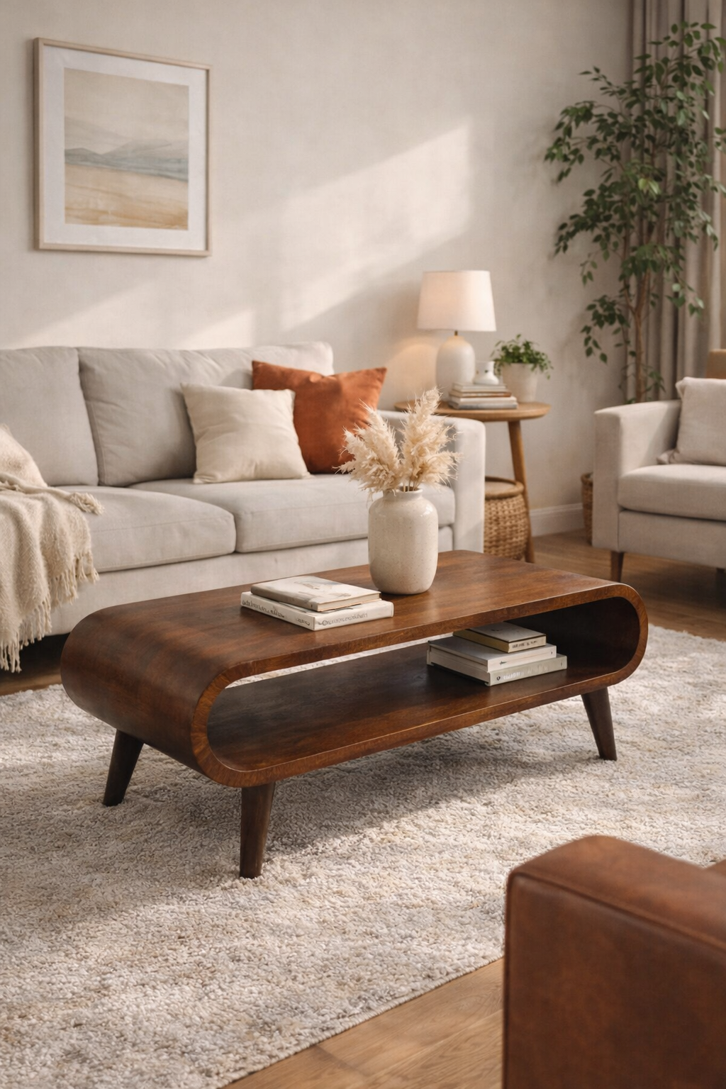 Amaya Sohvapöytä | Pyöristetyt reunat, mangopuu, kastanjanruskea