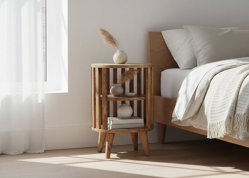 Ariella Double Shelf -yöpöytä | Mangopuu, tammimainen viimeistely