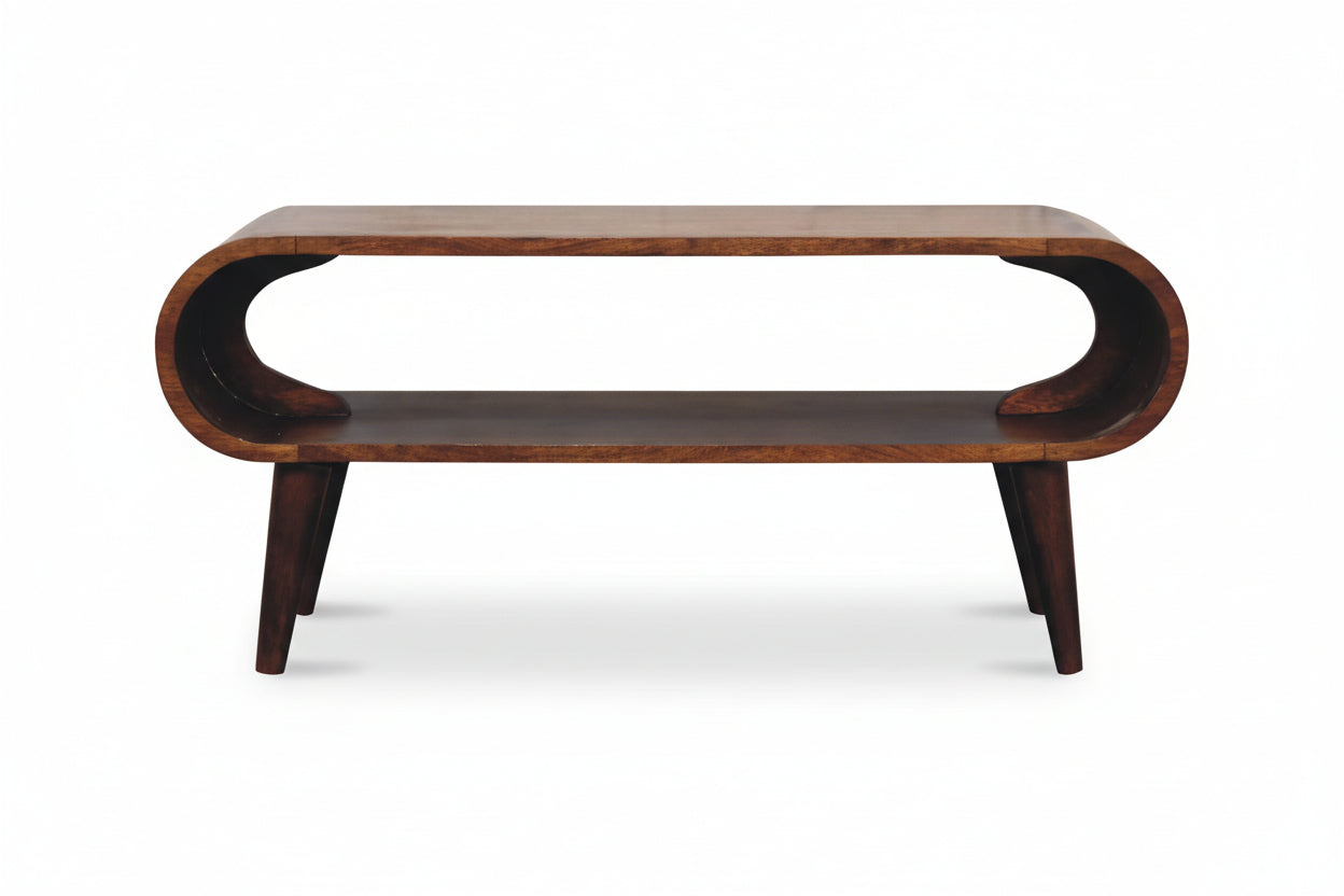 Amaya Sohvapöytä | Pyöristetyt reunat, mangopuu, kastanjanruskea