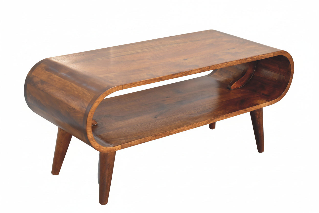 Amaya Sohvapöytä | Pyöristetyt reunat, mangopuu, kastanjanruskea