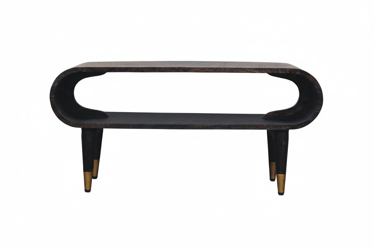 Velvet Mocha -mediataso | Hiilituhka-viimeistely, mangopuu, messinkiyksityiskohdat