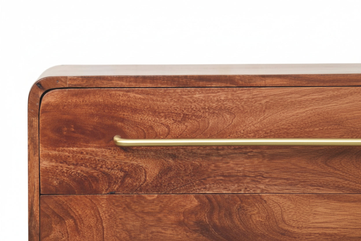 Pyöristetty yöpöytä | 3 laatikkoa, Winewood Oak, mangopuu