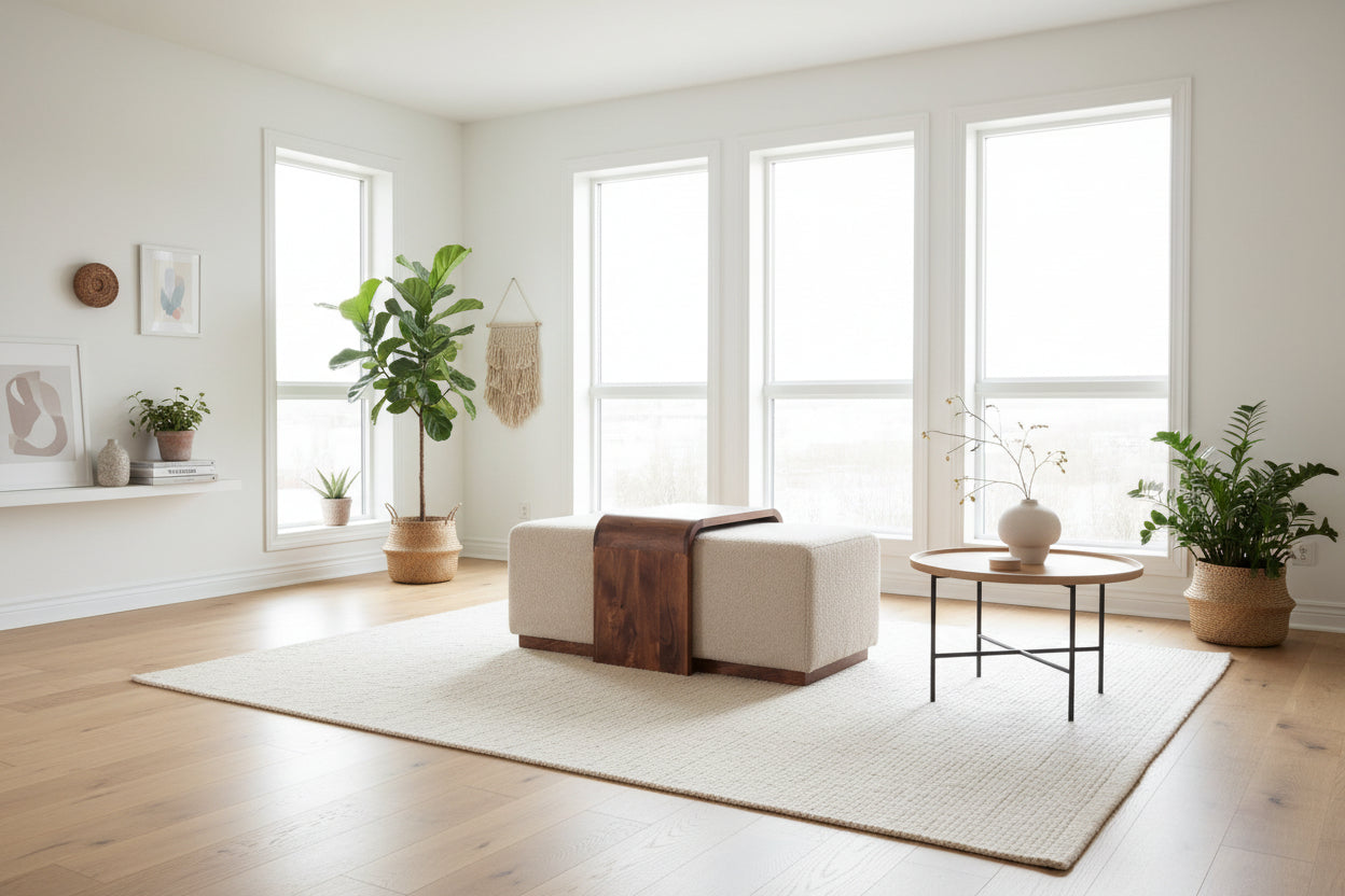 Arden Bench Duo | Skandi-loungepenkki, bouclé & mangopuu