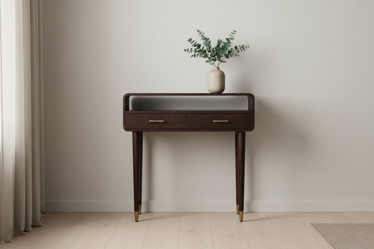 Valenza Konsolipöytä – 2 laatikkoa, massiivimangopuu